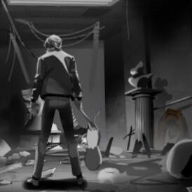 Visual development sketch, monochrome character concept art