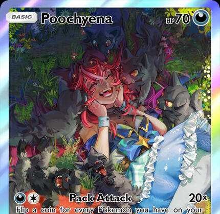 Custom TCG card illustration, holographic Pokémon-style trading card art